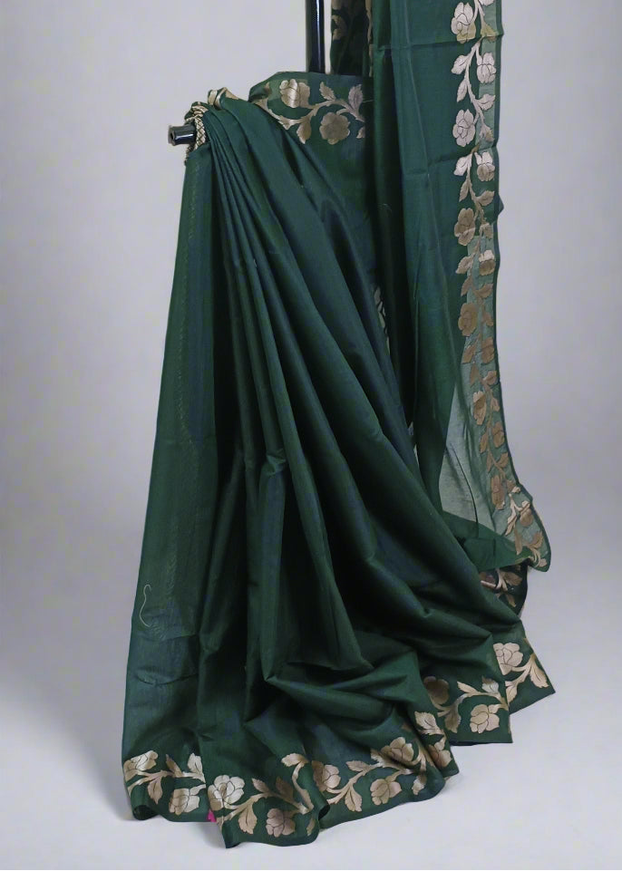 Raatgulab Muga Linen-Silk-Cotton Saree