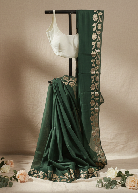 Raatgulab Muga Linen-Silk-Cotton Saree