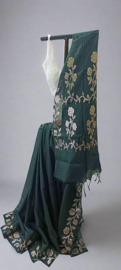 Raatgulab Muga Linen-Silk-Cotton Saree