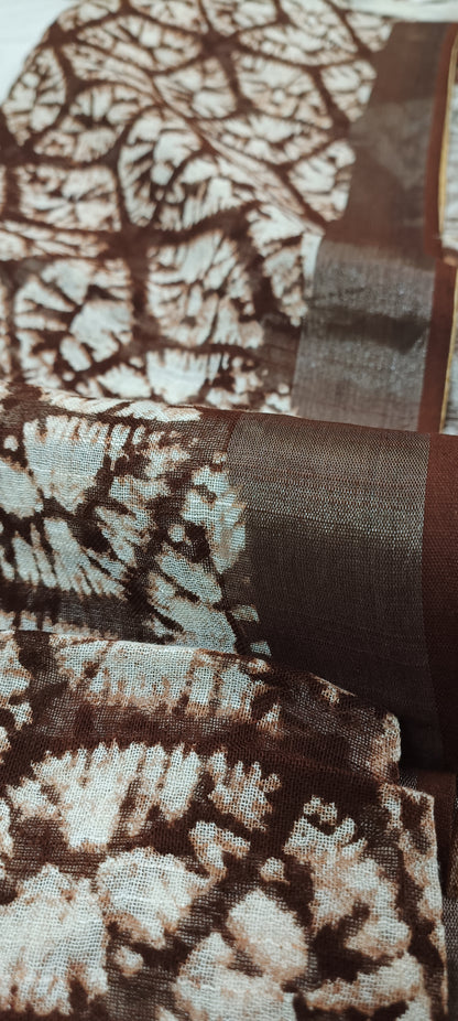 Mudleaf Ajrakh Linen Saree