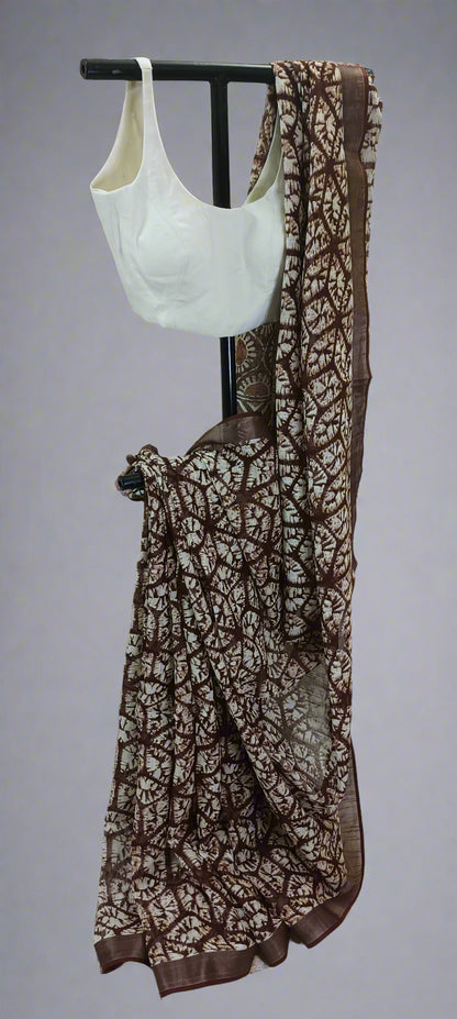 Mudleaf Ajrakh Linen Saree