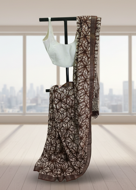 Mudleaf Ajrakh Linen Saree