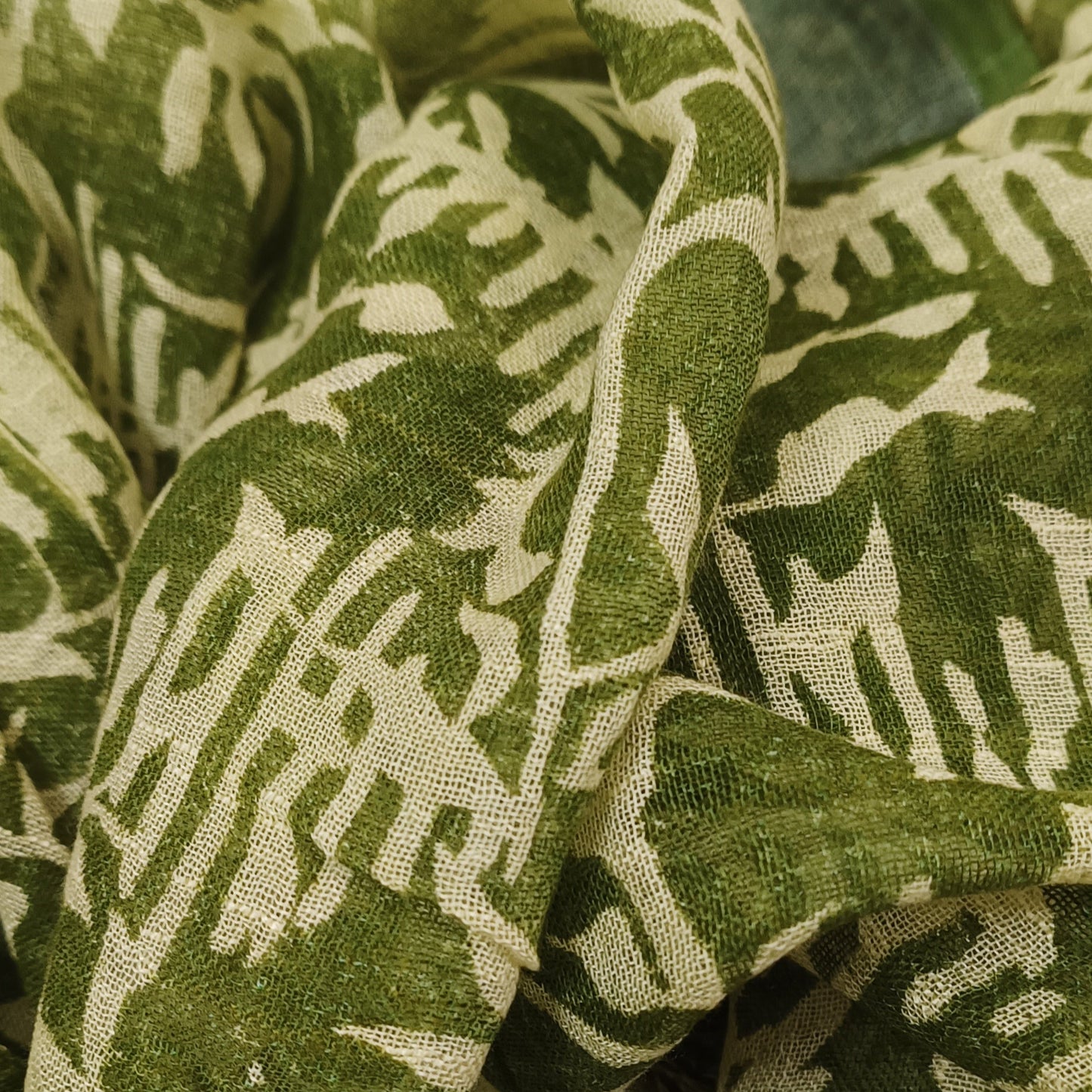 Neelharit Ajrakh Print Linen Saree