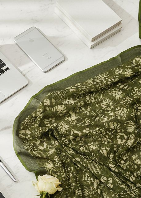 Neelharit Ajrakh Print Linen Saree