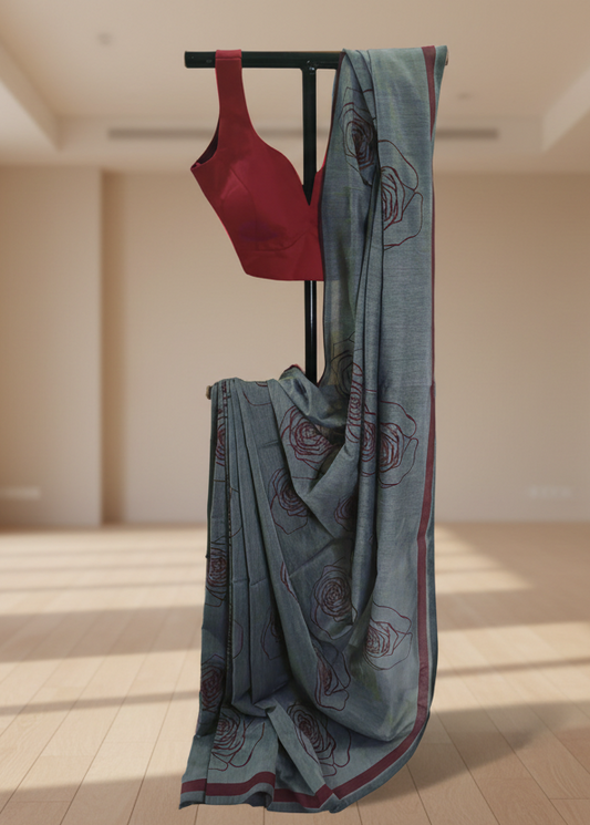 Ashrose Whisper Motka Print Cotton Saree