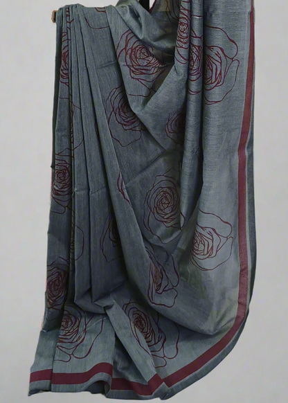 Ashrose Whisper Motka Print Cotton Saree