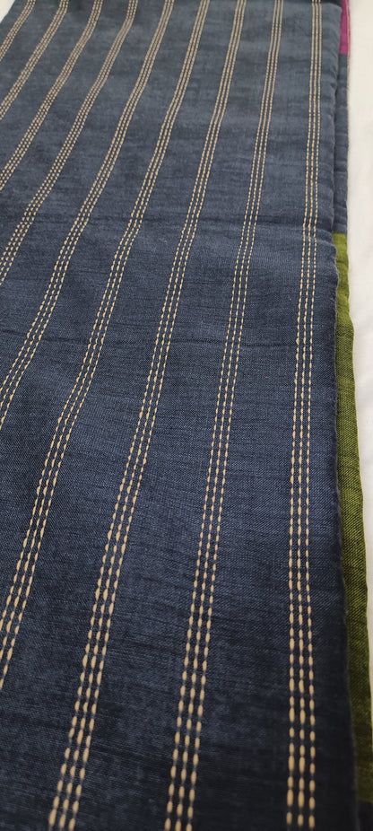 Twilight Moss Kantha Cotton Saree