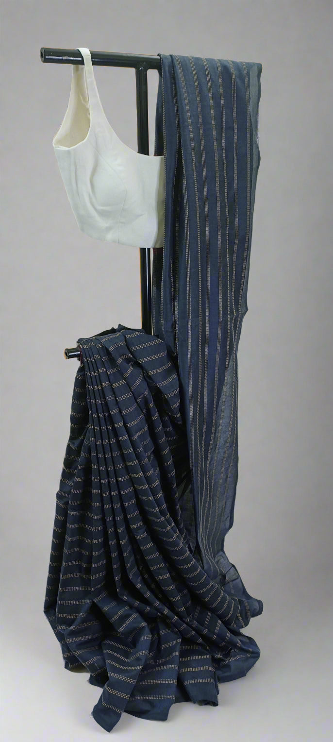 Twilight Moss Kantha Cotton Saree