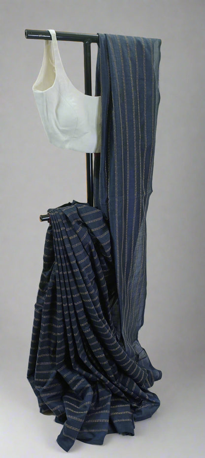 Twilight Moss Kantha Cotton Saree