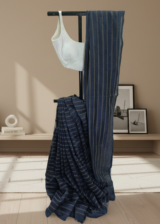 Twilight Moss Kantha Cotton Saree