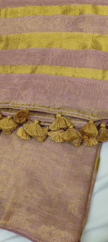 Gulchhadi Gold Tissue Linen Saree