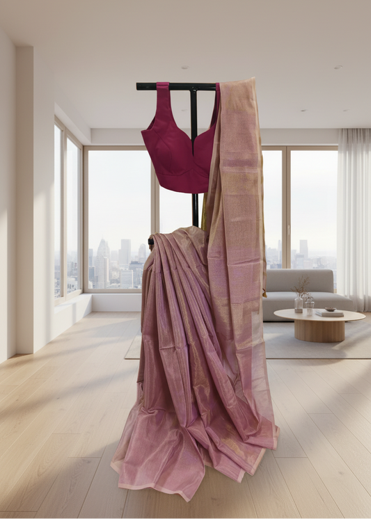 Gulchhadi Gold Tissue Linen Saree