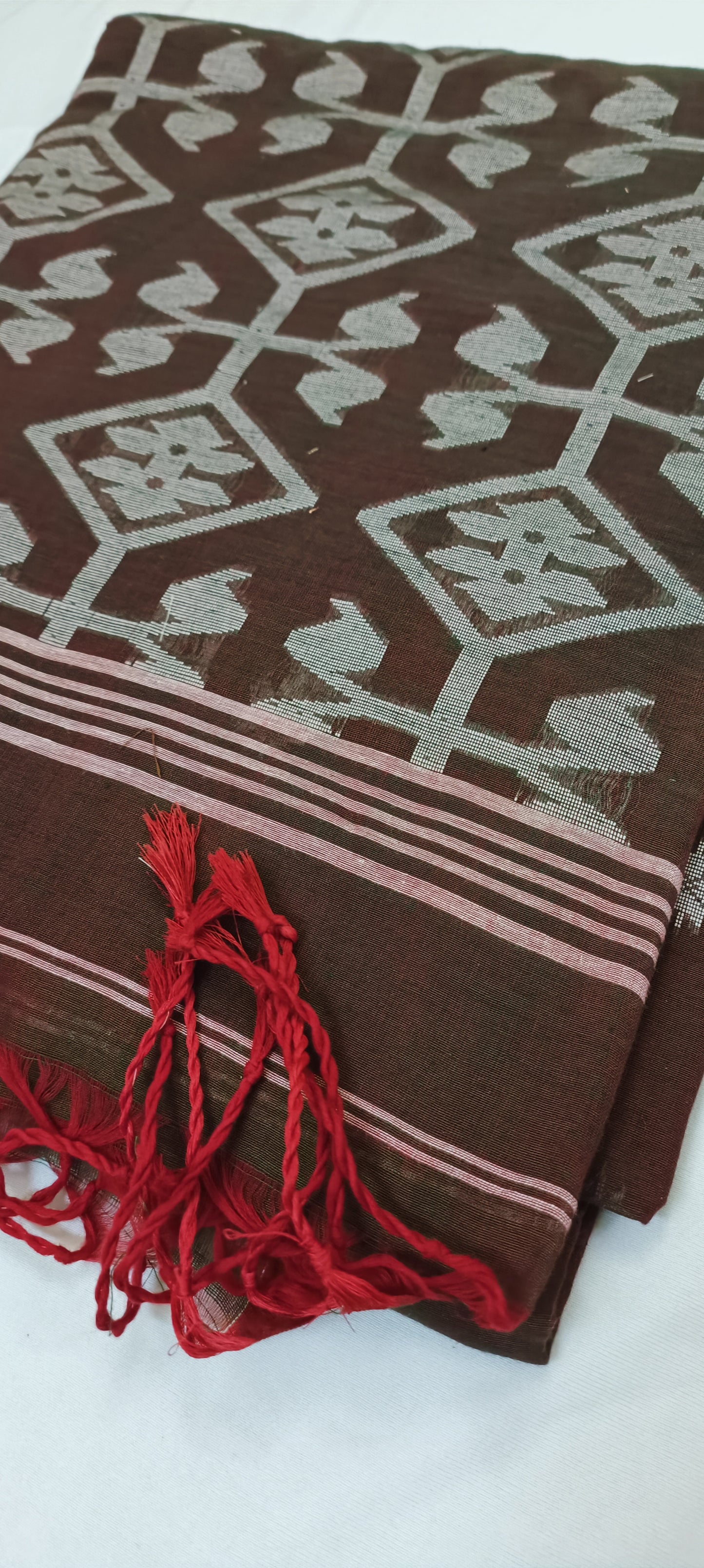 Kukkutsha Brown Cotton Saree