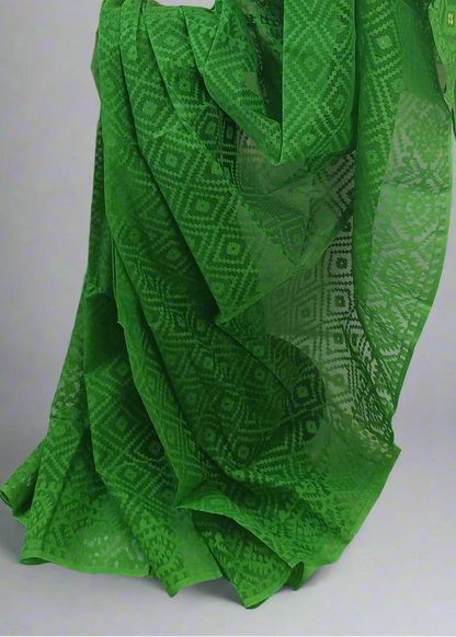 Parrot Whisper Dhakai Taant Saree