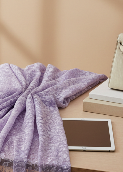 Lavender Whisper Chikankari Work Saree