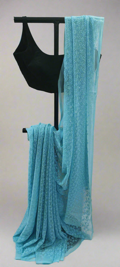 Neelchaaya Chikankari Work Saree