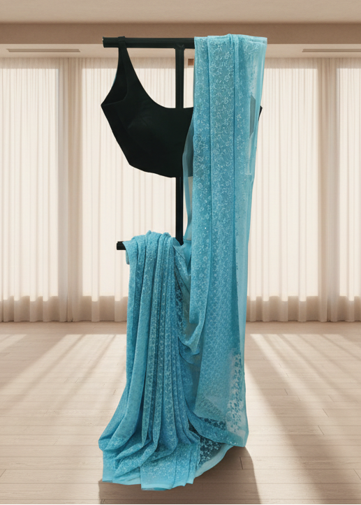 Neelchaaya Chikankari Work Saree