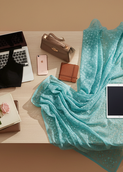 Neelchaaya Chikankari Work Saree