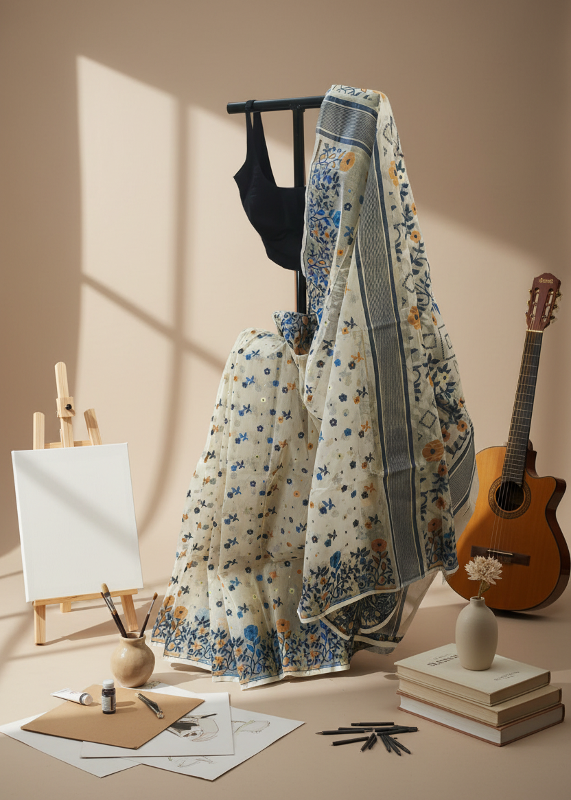 Pushpa Dhuli Dhakai Taant Cotton Saree