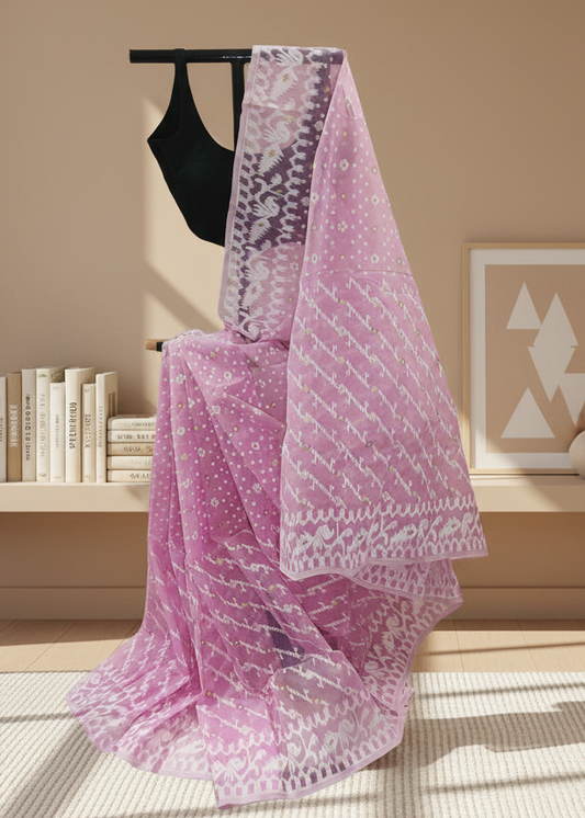 Gulab Saanjh Muslin Dhakai Saree