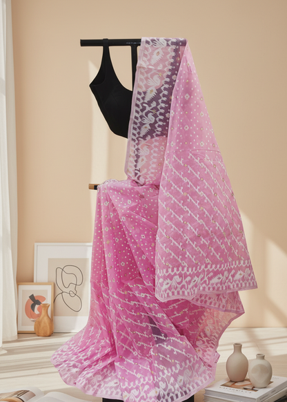 Gulab Saanjh Muslin Dhakai Saree