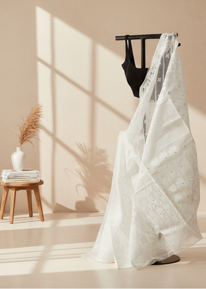 Shwetsona Muslin Dhakai Saree