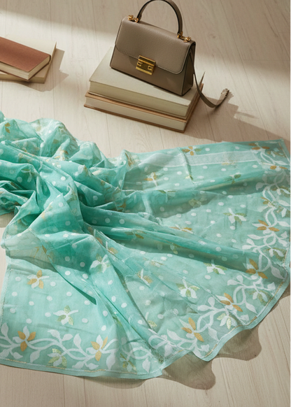 Shobuj Jhorna Dhakai Taant Saree