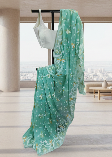 Shobuj Jhorna Dhakai Taant Saree