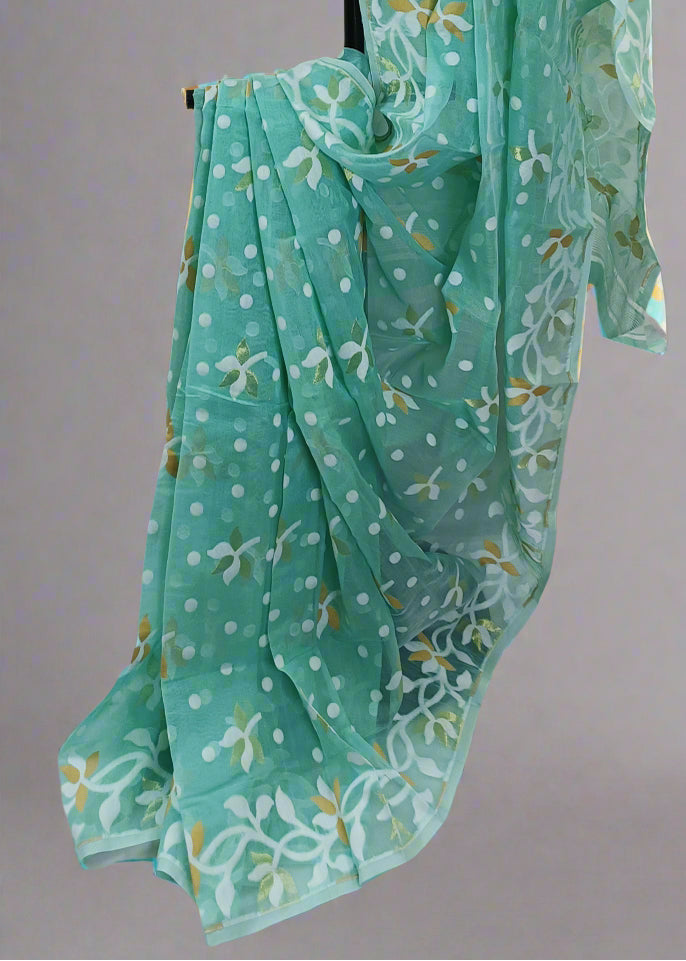 Shobuj Jhorna Dhakai Taant Saree