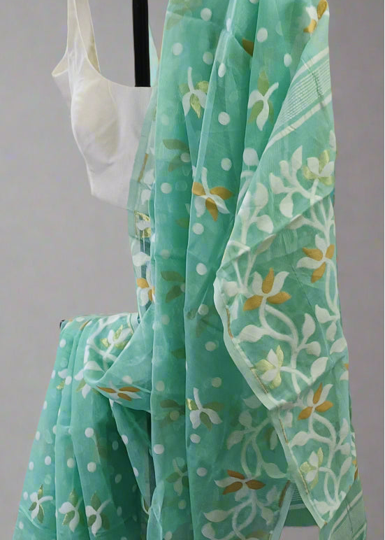 Shobuj Jhorna Dhakai Taant Saree