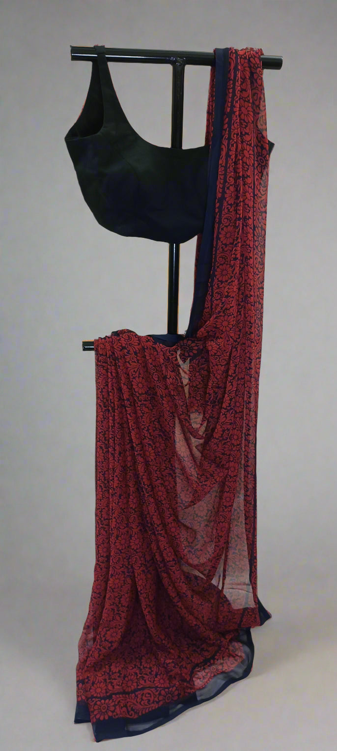 Gulnaar Noir Chiffon Saree