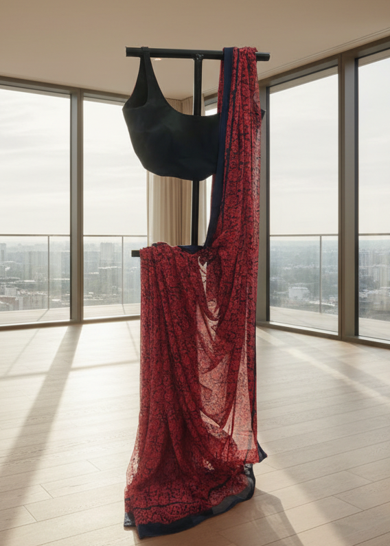 Gulnaar Noir Chiffon Saree