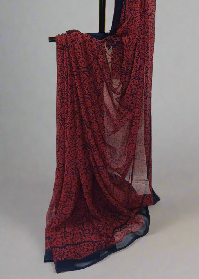 Gulnaar Noir Chiffon Saree