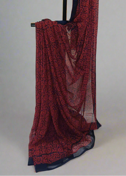 Gulnaar Noir Chiffon Saree