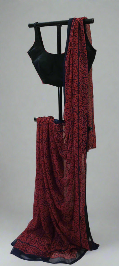 Gulnaar Noir Chiffon Saree