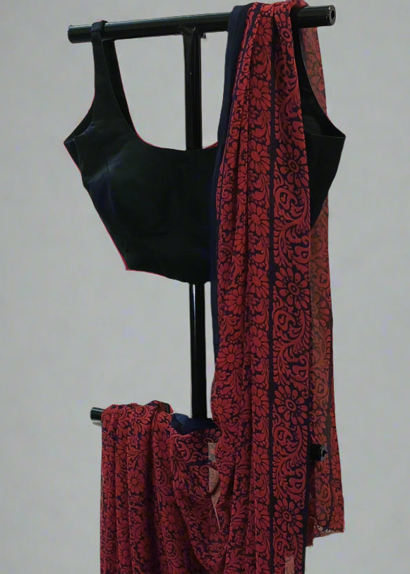 Gulnaar Noir Chiffon Saree