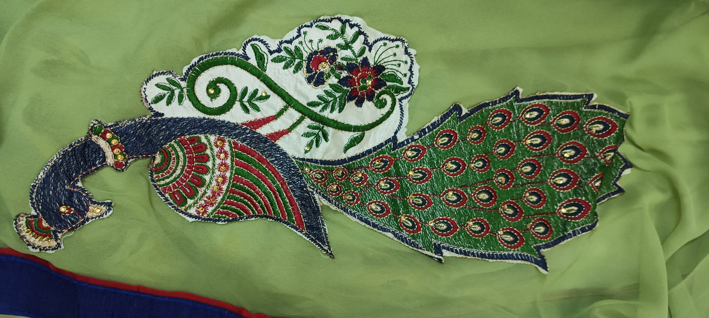 Meadow Bloom Embroidered Chiffon Saree