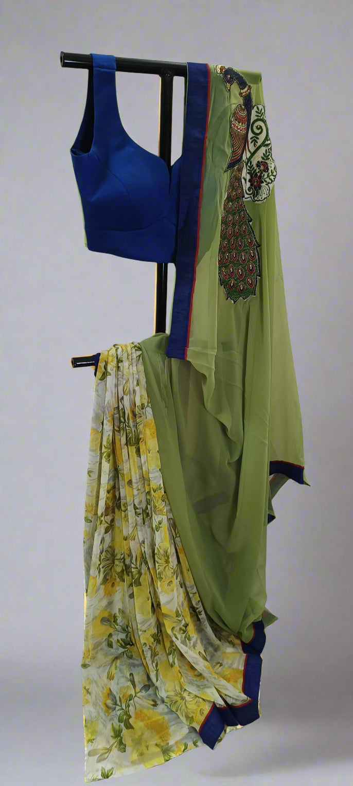 Meadow Bloom Embroidered Chiffon Saree