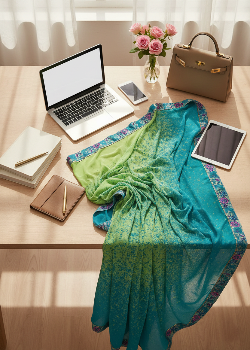 Parijat Bloom Chiffon Saree