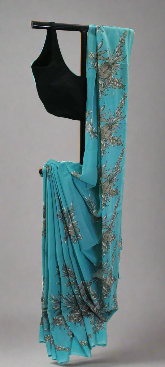 Aqua Whisper Chiffon Saree