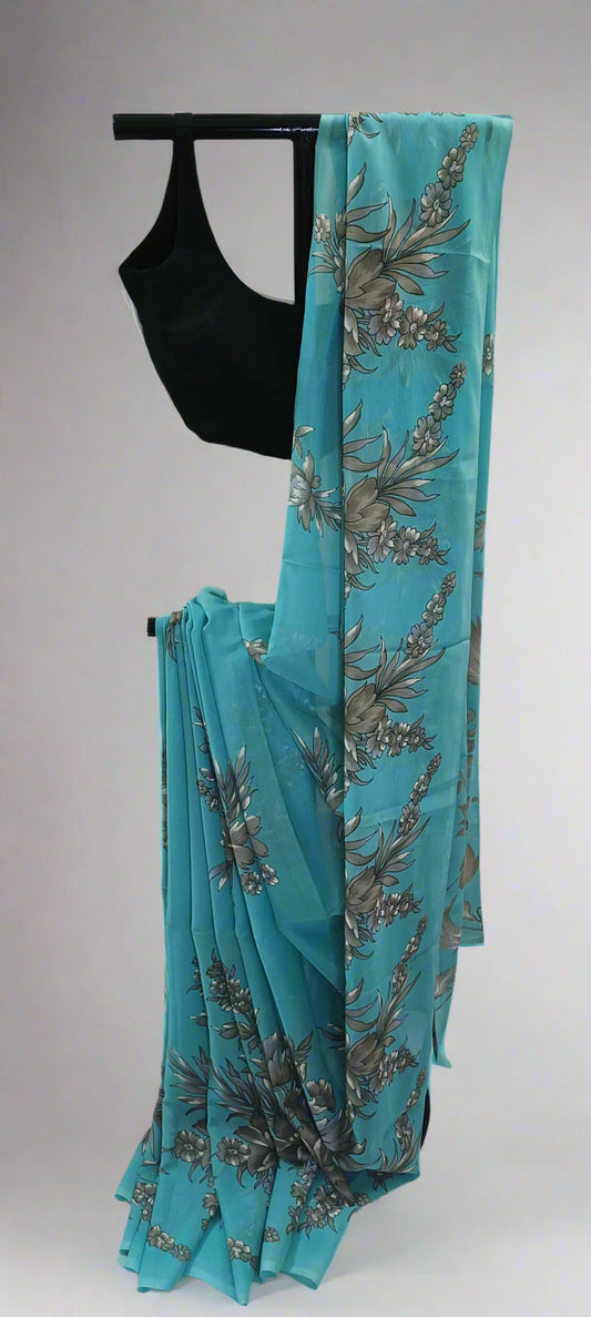 Aqua Whisper Chiffon Saree