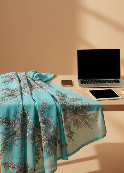 Aqua Whisper Chiffon Saree