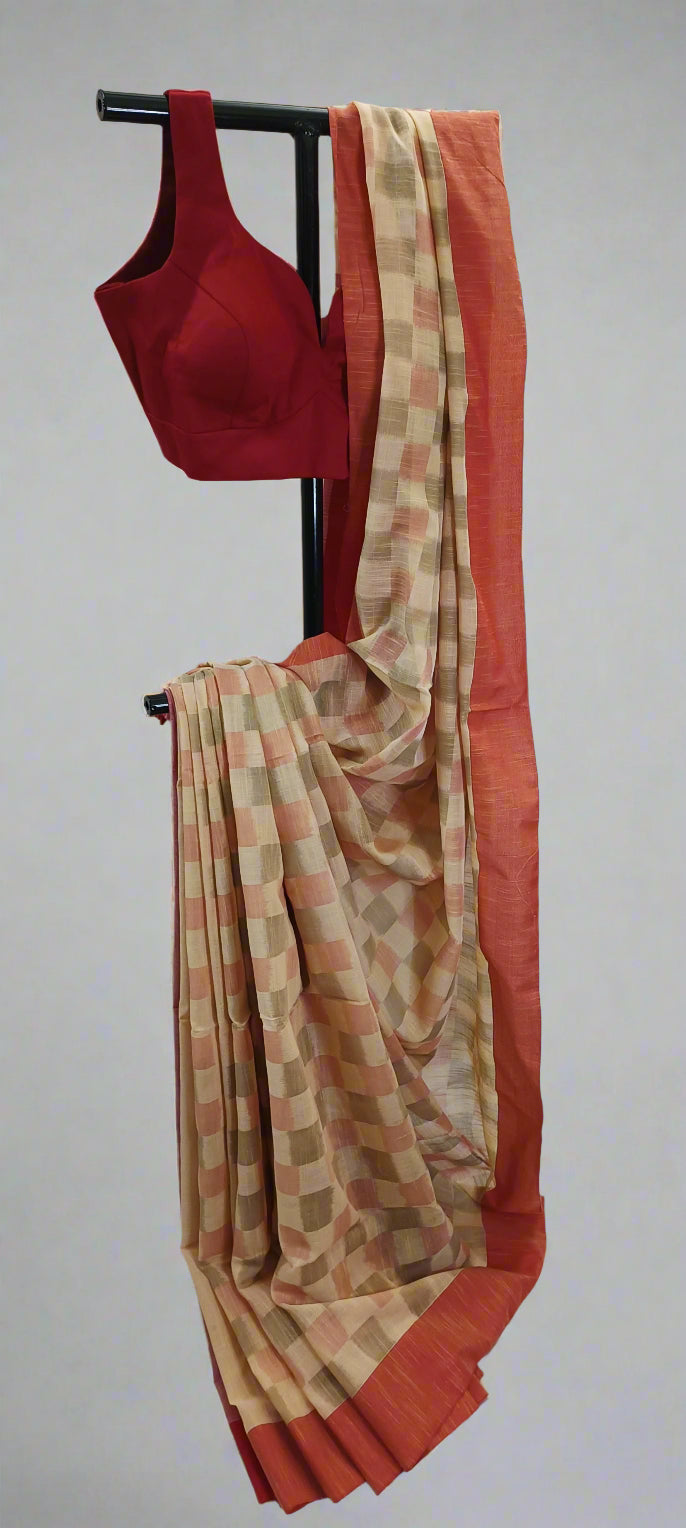 Terracotta Shadow Cotton Saree