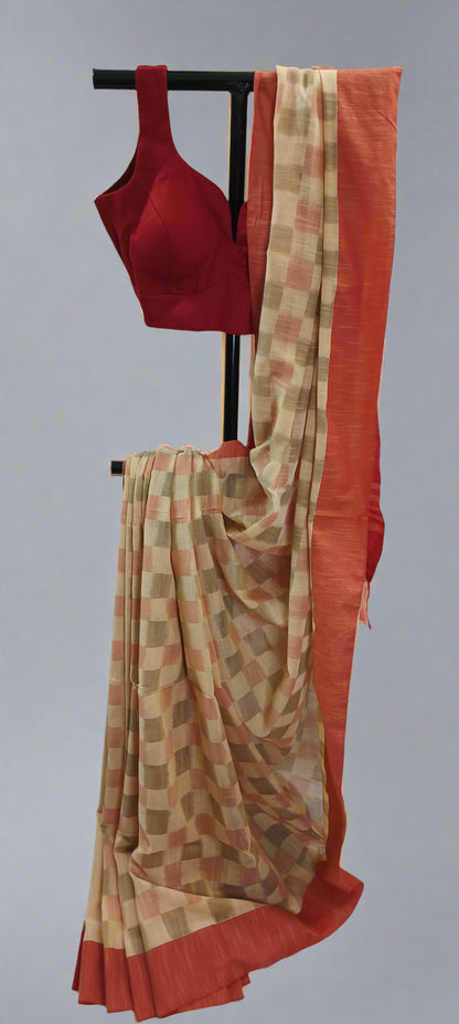 Terracotta Shadow Cotton Saree