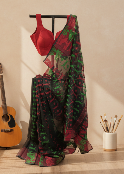 Charulata Noir Dhakai Taant Saree