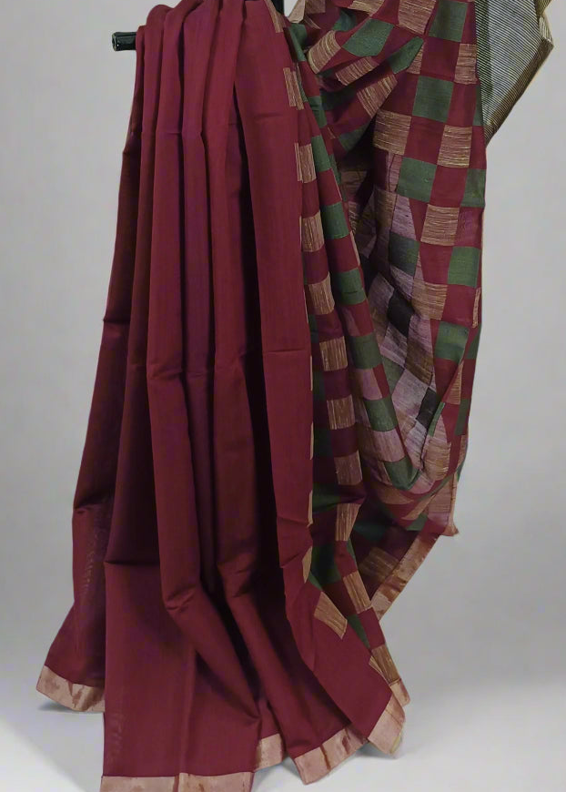 Temple Moss & Madder Cotton Saree