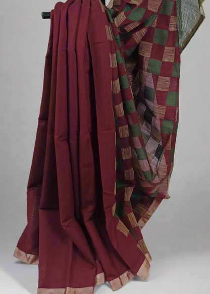 Temple Moss & Madder Cotton Saree