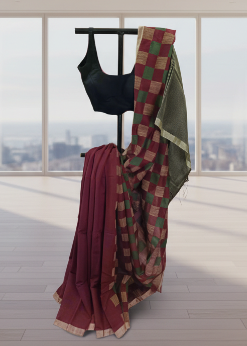 Temple Moss & Madder Cotton Saree