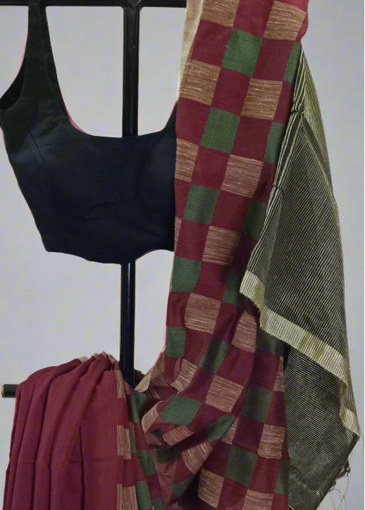 Temple Moss & Madder Cotton Saree