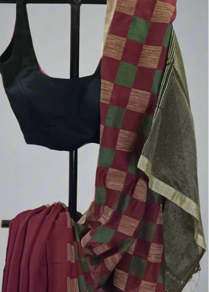 Temple Moss & Madder Cotton Saree